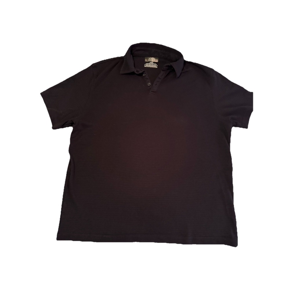 Alfani Black Short Sleeve 2 Button Men's Polo Large Stretch